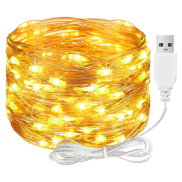 Guirlande lumineuse LED avec USB, 3M 30 LED en fil de cuivre, Guirlande lumineuse étanche blanc chaud pour l'intérieur et l'extérieur, pour DIY