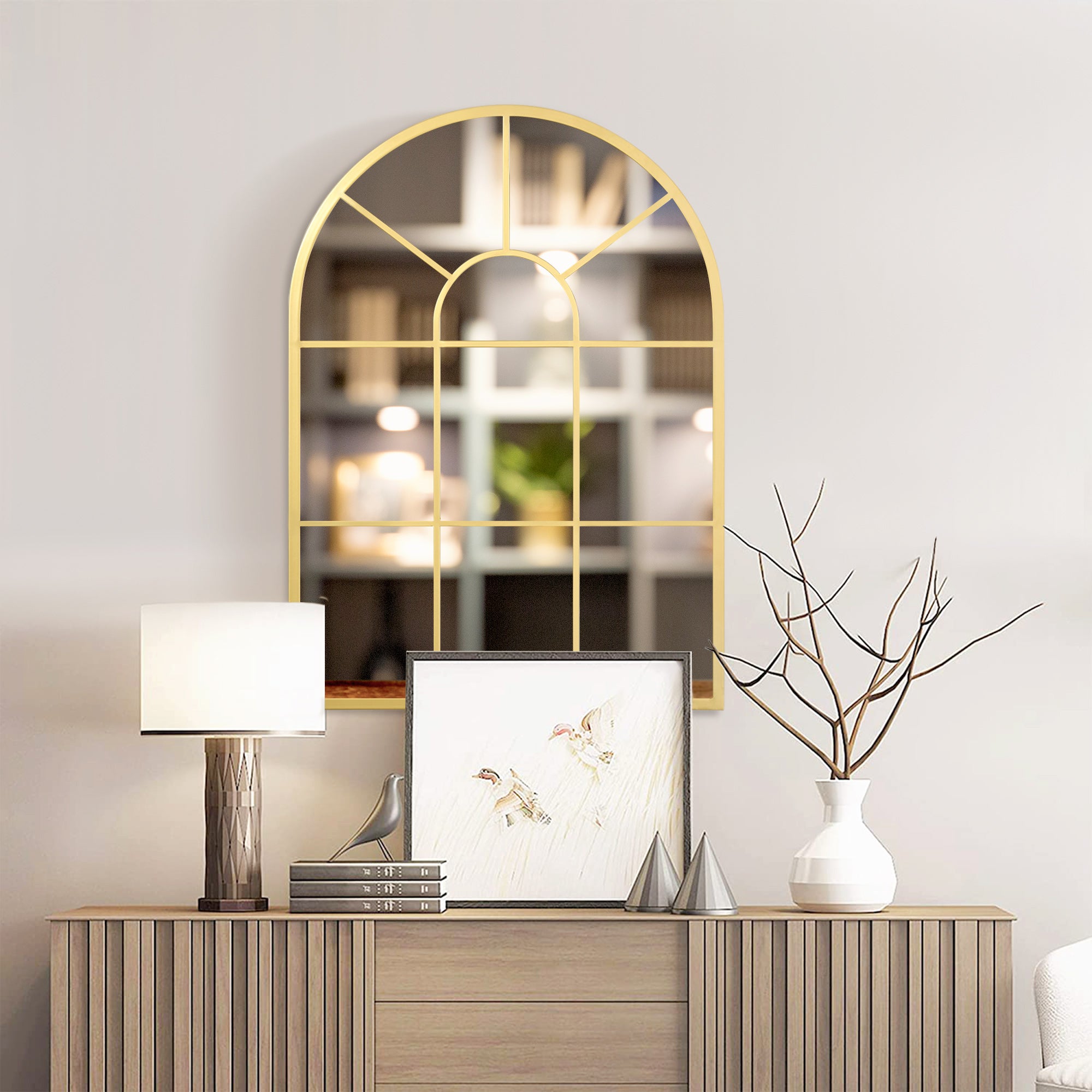 Espejo decorativo de pared espejo de ventana HOMCOM 50x2x70 cm oro - 2