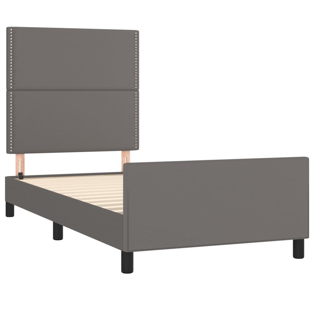 Cadre de lit sans matelas gris 100 x 200 cm similicuir - 4