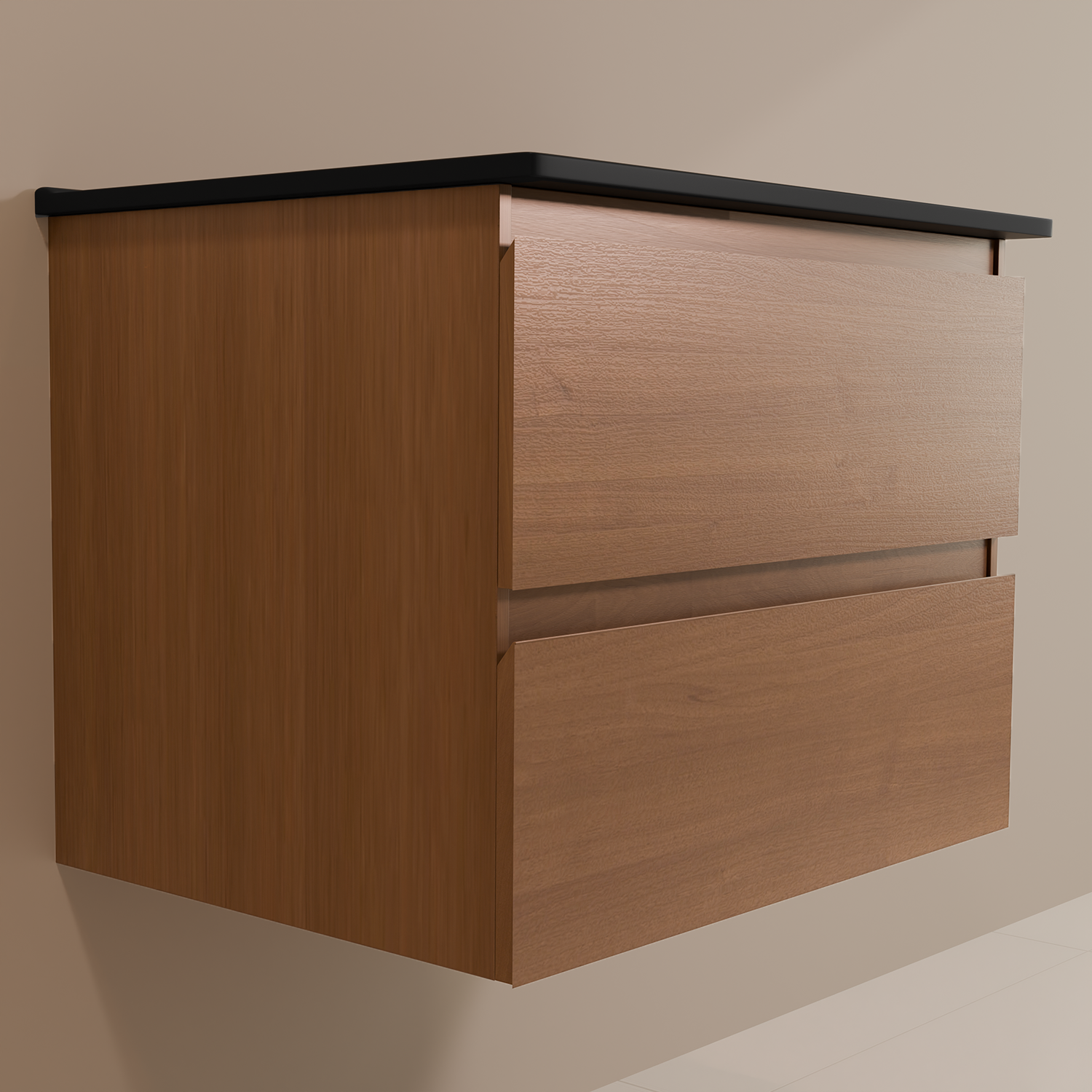 LOMAZOO Meuble De Salle De Bain Marenza Chêne Chaud 60cm - lavabo noir - 4