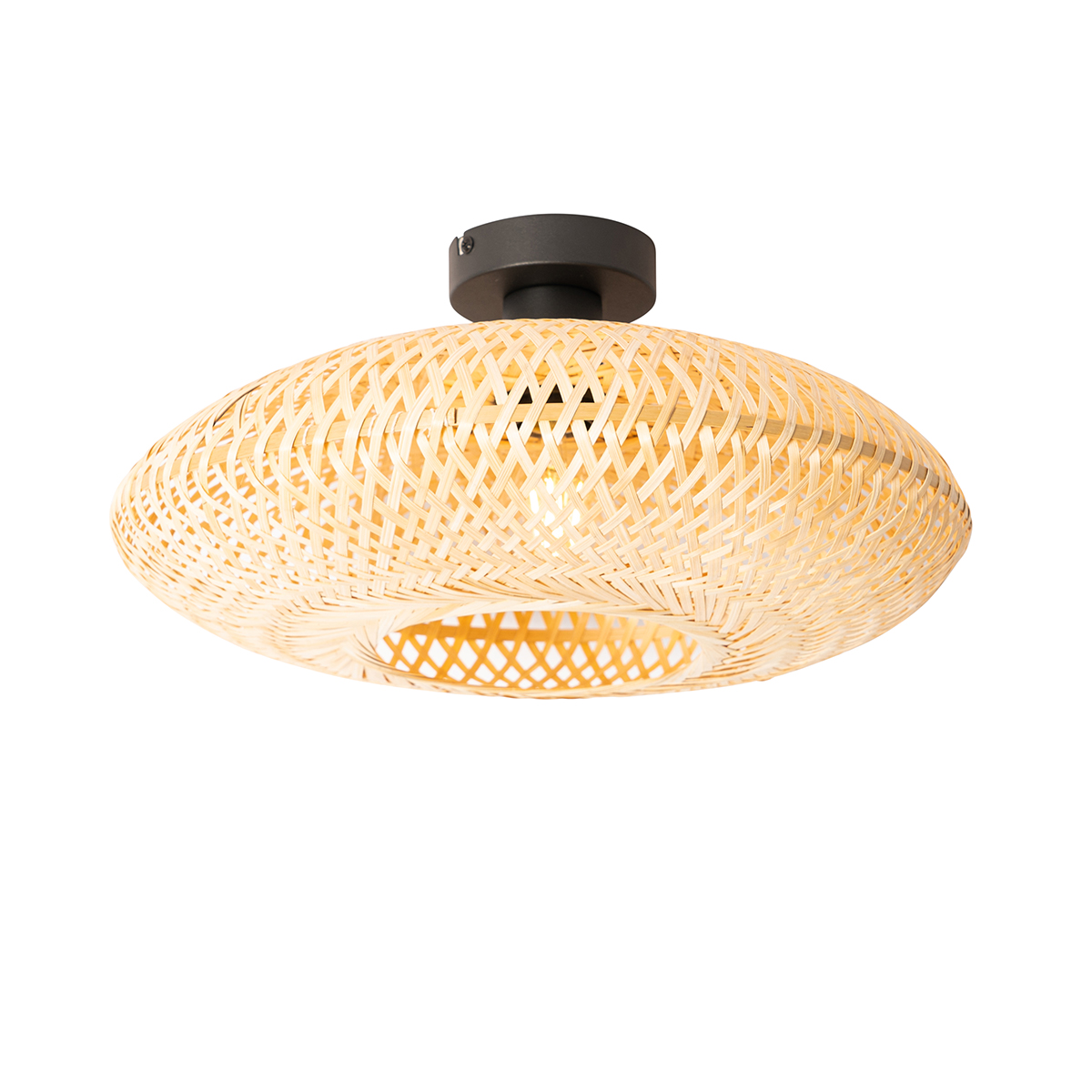 Qazqa kolonialny plafon - Ostrava - natur, okrągły, max. 25w, kompatybilny z żarówką LED, e27, 40cm oświetlenie wewnętrzne