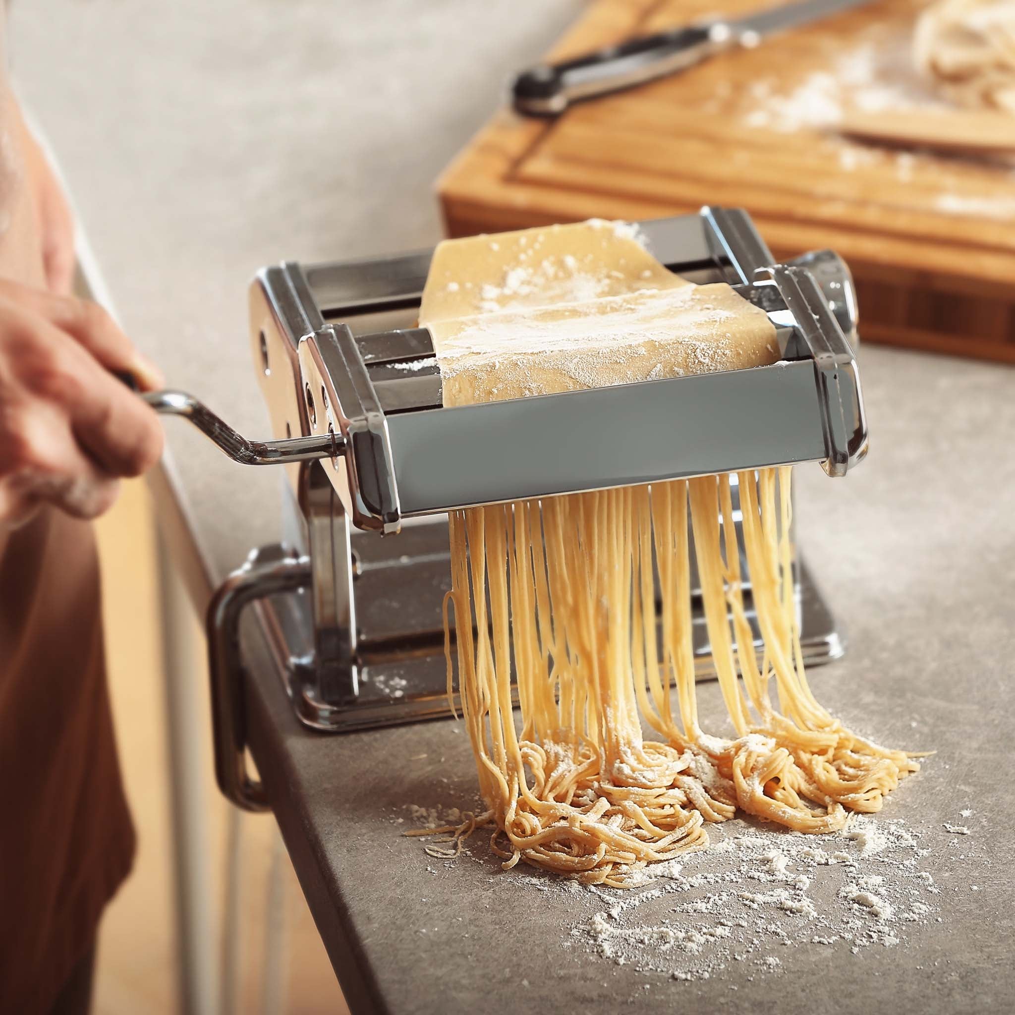 Toboli Máquina para hacer pasta manual acero inoxidable pasta fresca casera espesor ajustable 2–6 mm - 4