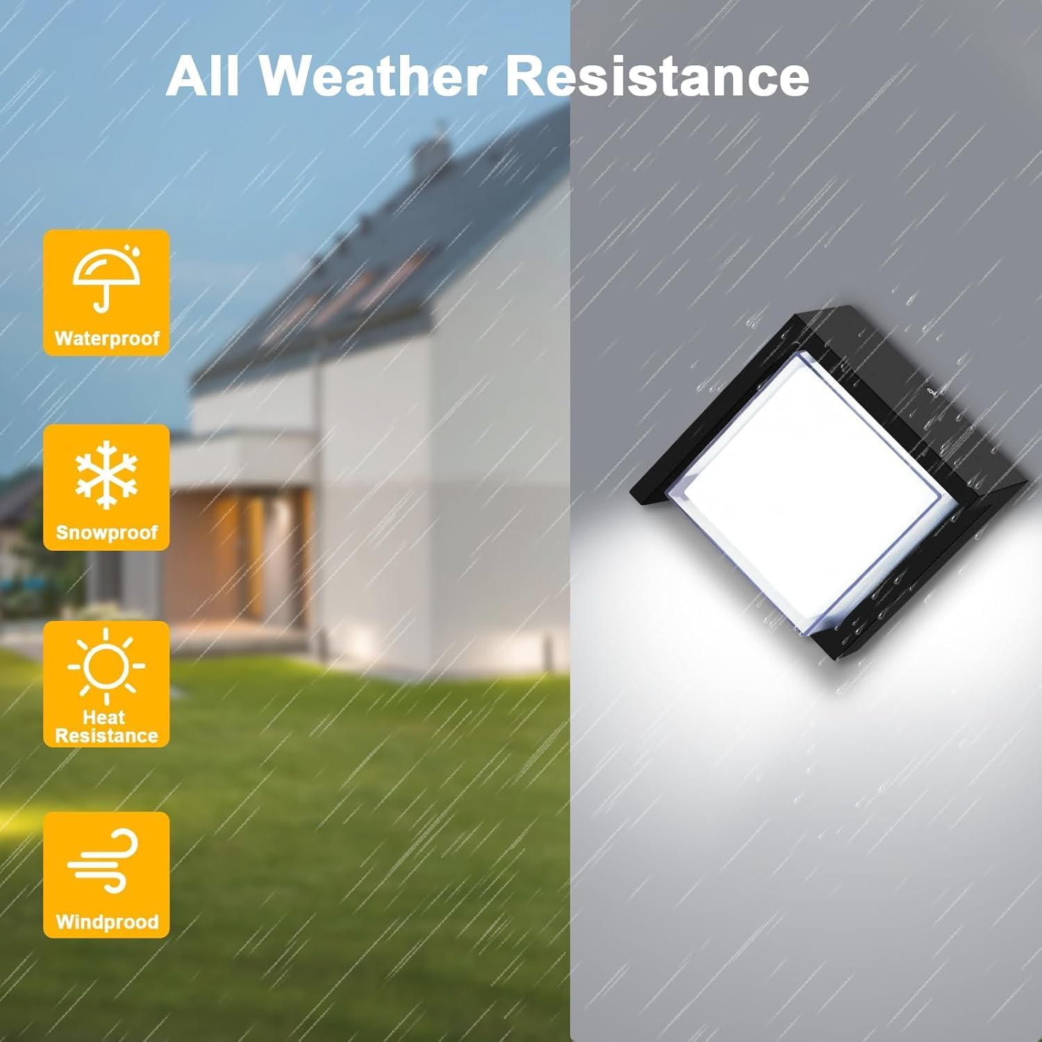 Applique murale d'extérieur, 6000K, petite, antirouille, carrée noire, 12W, LED, étanche, convient pour les porches, les garages et les terrasses - 3