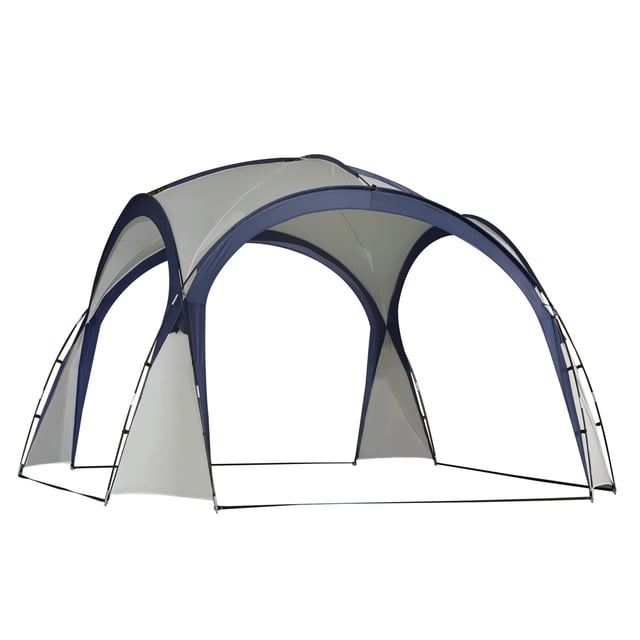 Tenda da Giardino Camping 3,5x3,5 m Impermeabile – Poliestere Crema e Blu, Struttura in Fibra di Vetro