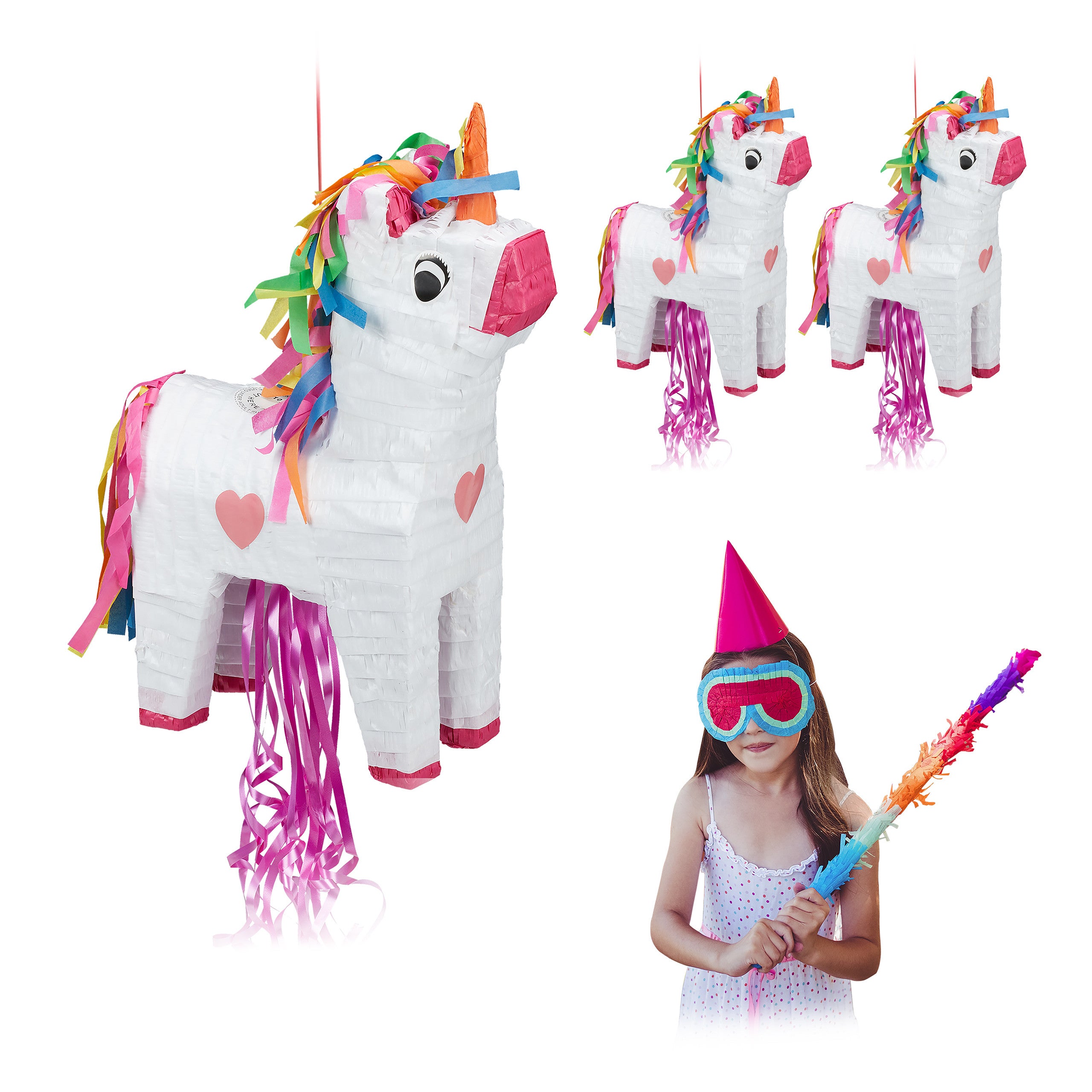 Pignatta Unicorno Rosa 47x39 Cm - Pinata Per Feste Di Compleanno E Carnevale