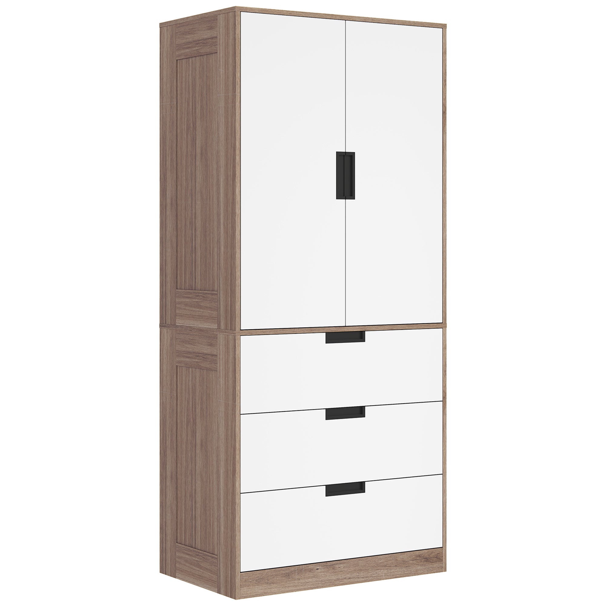 Armoire Penderie Pliable 136cm - 6 Portes, 5 étagères, Blanc, Rangement Chambre Pratique