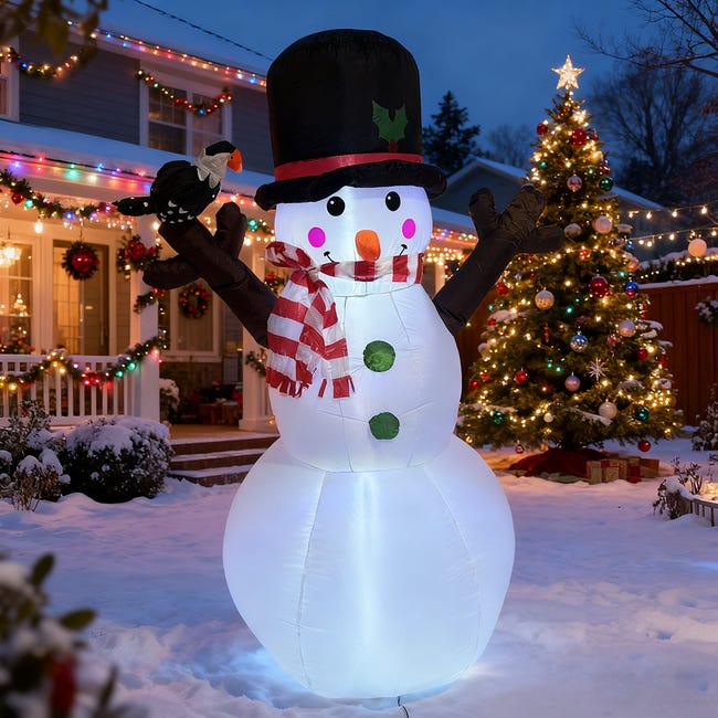 Guirlande Lumineuse Bonhomme De Neige 1,8m 10 LED - Décoration Extérieure Noël Et Fêtes