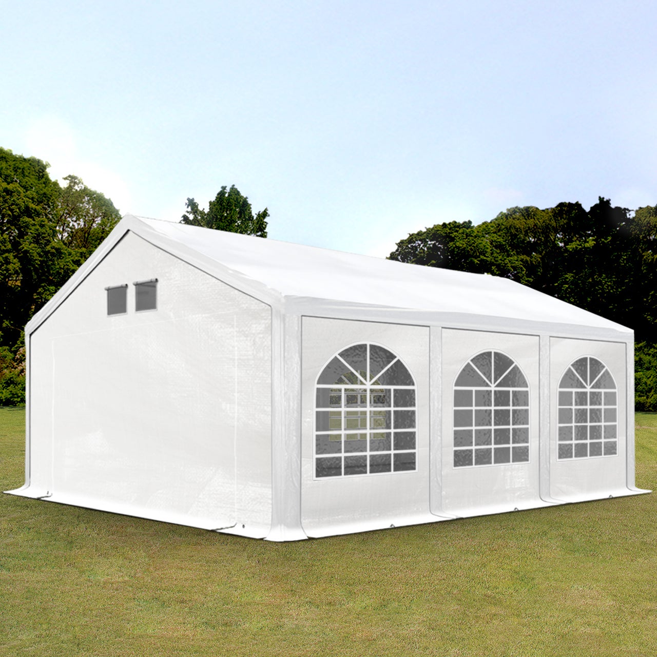 Namiot imprezowy Marquee 4x6 m w kolorze białym Profesjonalna plandeka PE 550 N Wodoodporna ochrona UV z GROUND FRAME