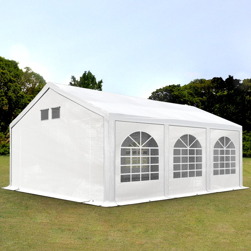 Namiot imprezowy Marquee 4x6 m w kolorze białym Profesjonalna plandeka PE 550 N Wodoodporna ochrona UV z GROUND FRAME