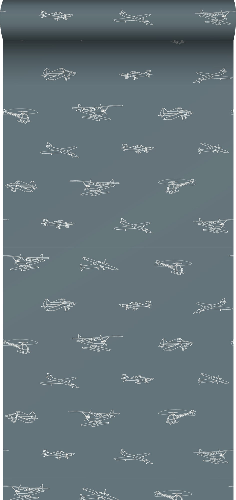 Tapeta helikoptery i samoloty szaro-niebieskim - 53 cm x 10.05 m - ESTAHOME