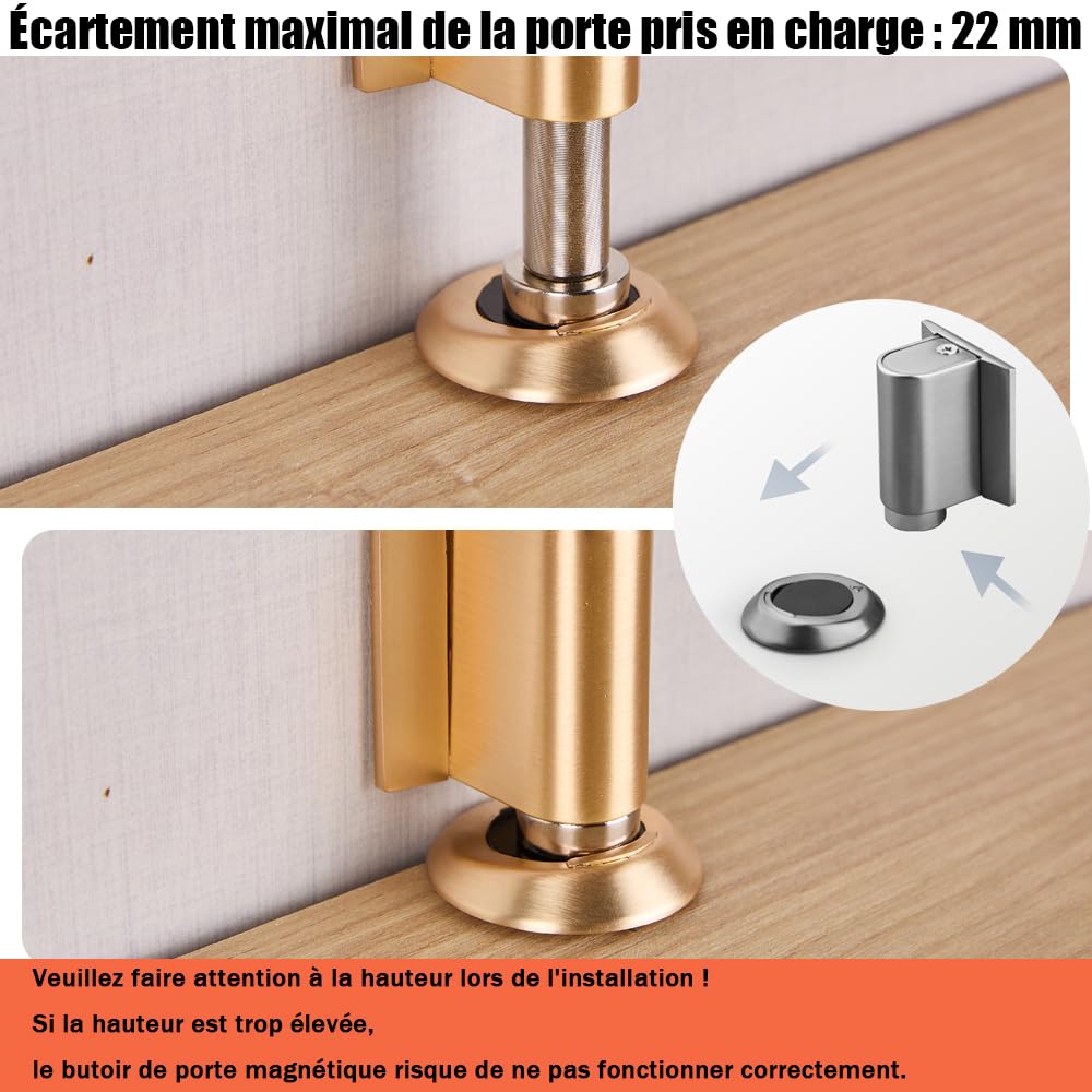 Bloque Porte Cale Porte Bloc Porte, Butee de Porte Stop Porte, Magnétique en Métal Butée de Porte, Arret de Porte Arrêt de Porte, Cale Porte Sol - 5