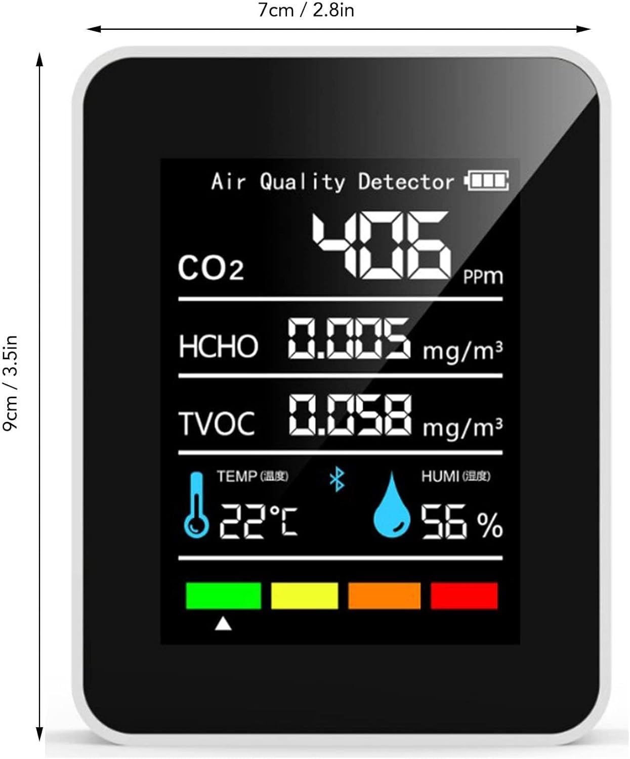 Moniteur Qualité Air Portable Détecteur CO2 - Mise à Jour 1 Seconde, Batterie Longue Durée, Pour Maison