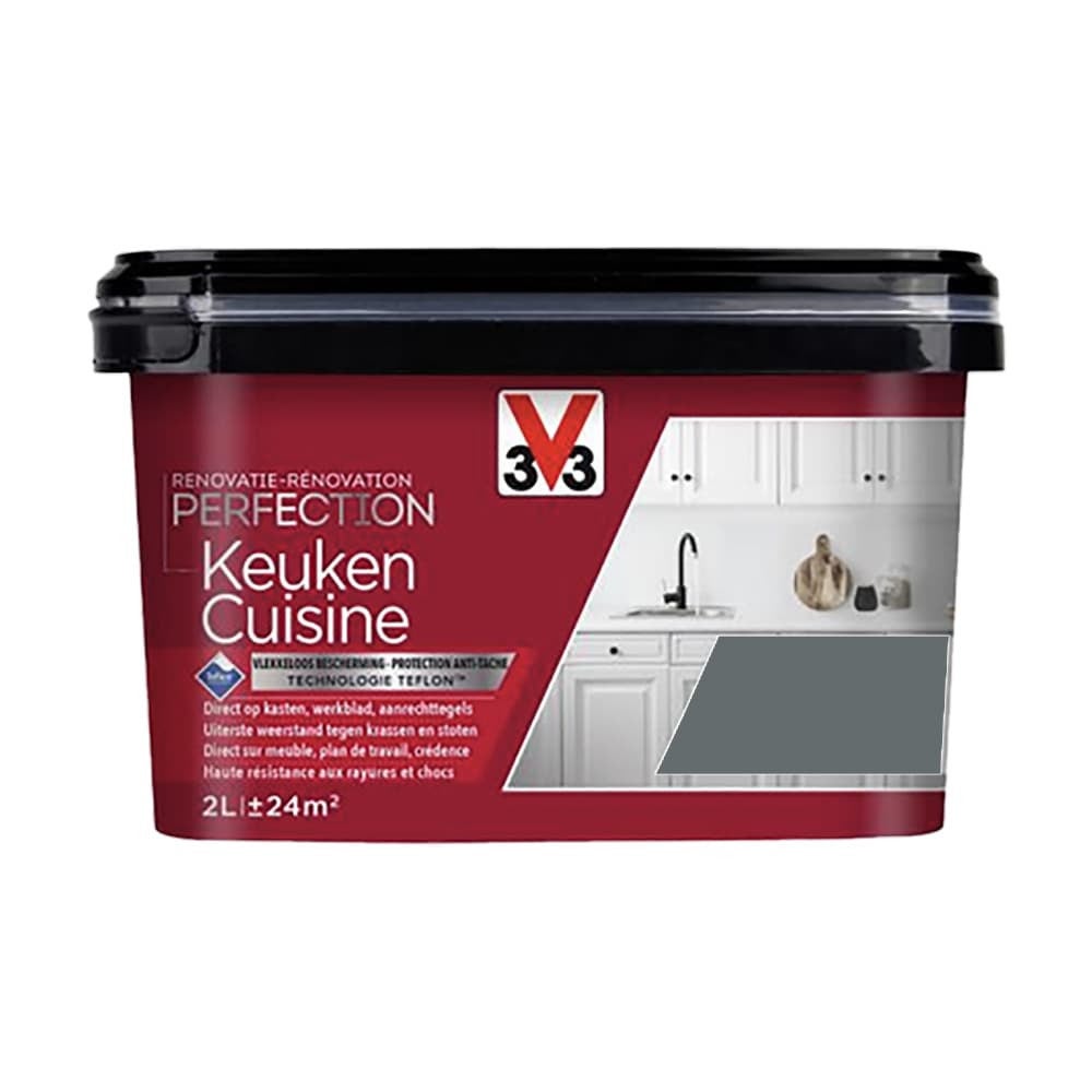 Peinture Rénovation Perfection Cuisine V33 Gris Anthracite 2 L ...