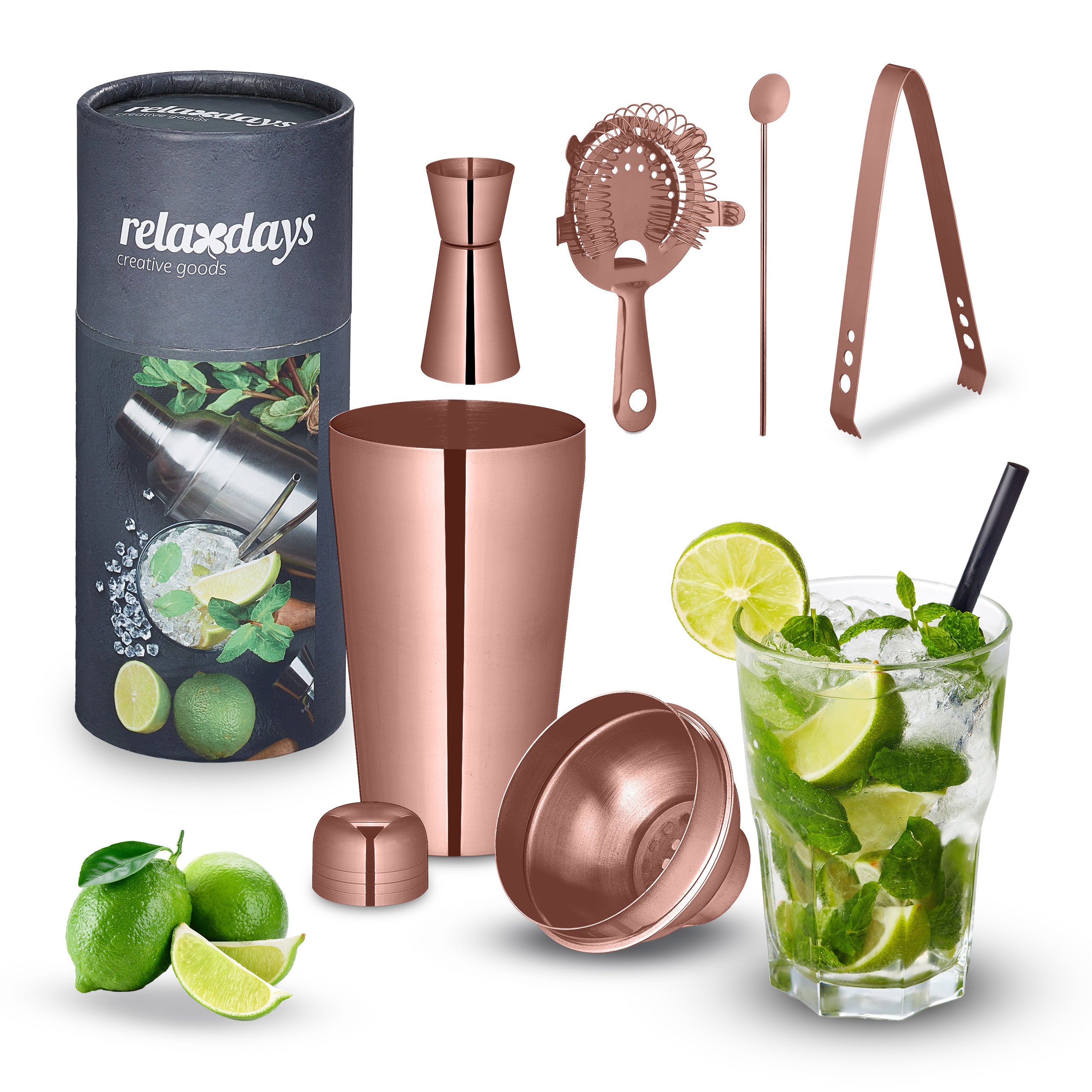 Relaxdays Set Avec Shaker Cocktails Inox Kit Bar Compos De Pi Ces Ml Accessoires