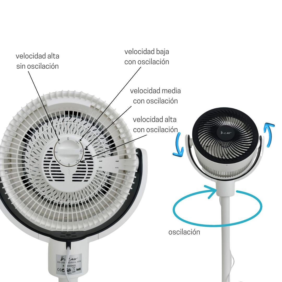 Ventilateur sur pied 40w, 3 vitesses, hauteur réglable, oscillation automatique - 3