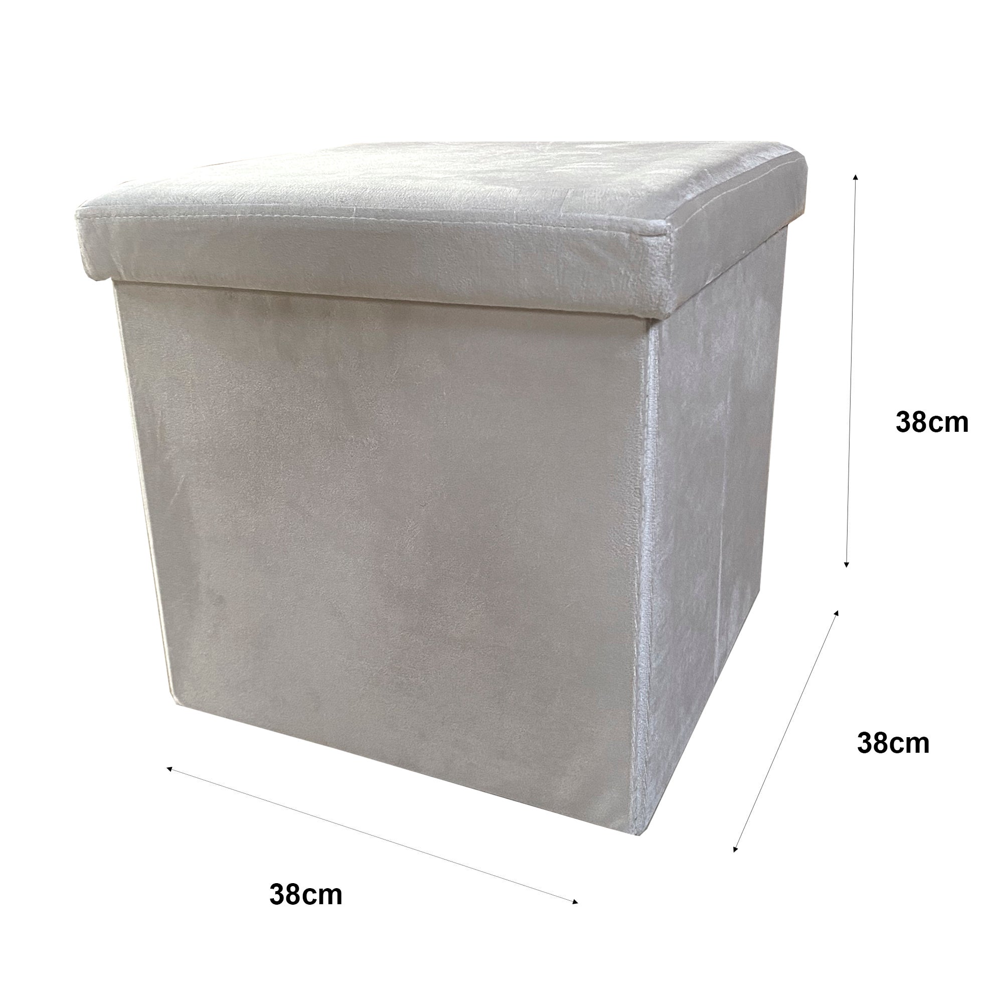 Pouf Pliable Avec Rangement - 38x38x38 Cm, Velours Rose, Capacité 39 L, Charge Max 100 Kg, Multifonction