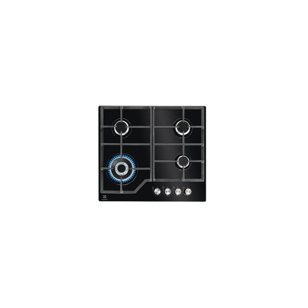 Table De Cuisson Gaz 59cm 7800W Noir - 4 Brûleurs, Verre Trempé, Modèle EN6B6HK40