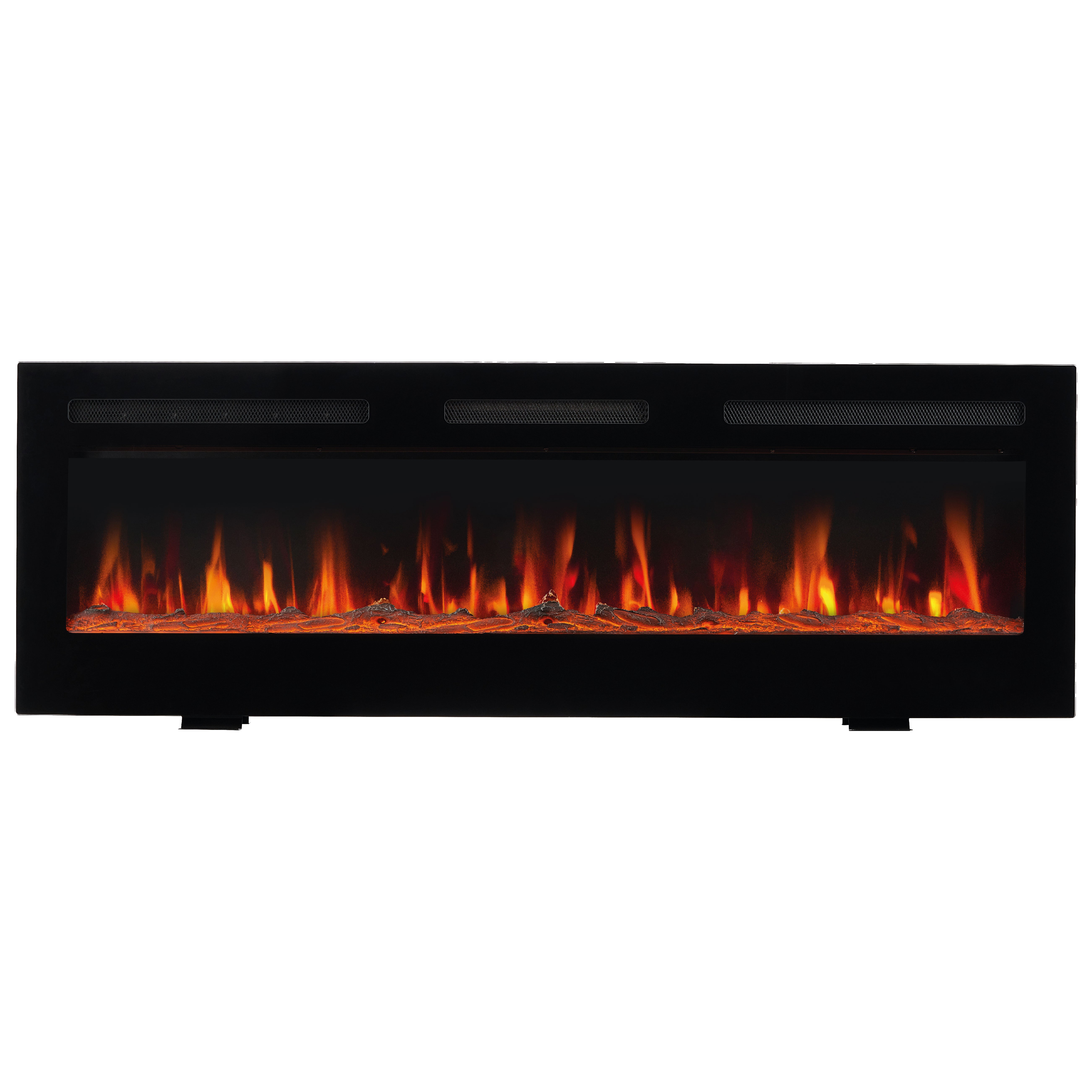 KAMINIO Cheminée électrique MARLON - Cheminée électrique 3 en 1 avec chauffage, effet flamme 3D, 12 couleurs de flamme, télécommande - 60 pouces - 9