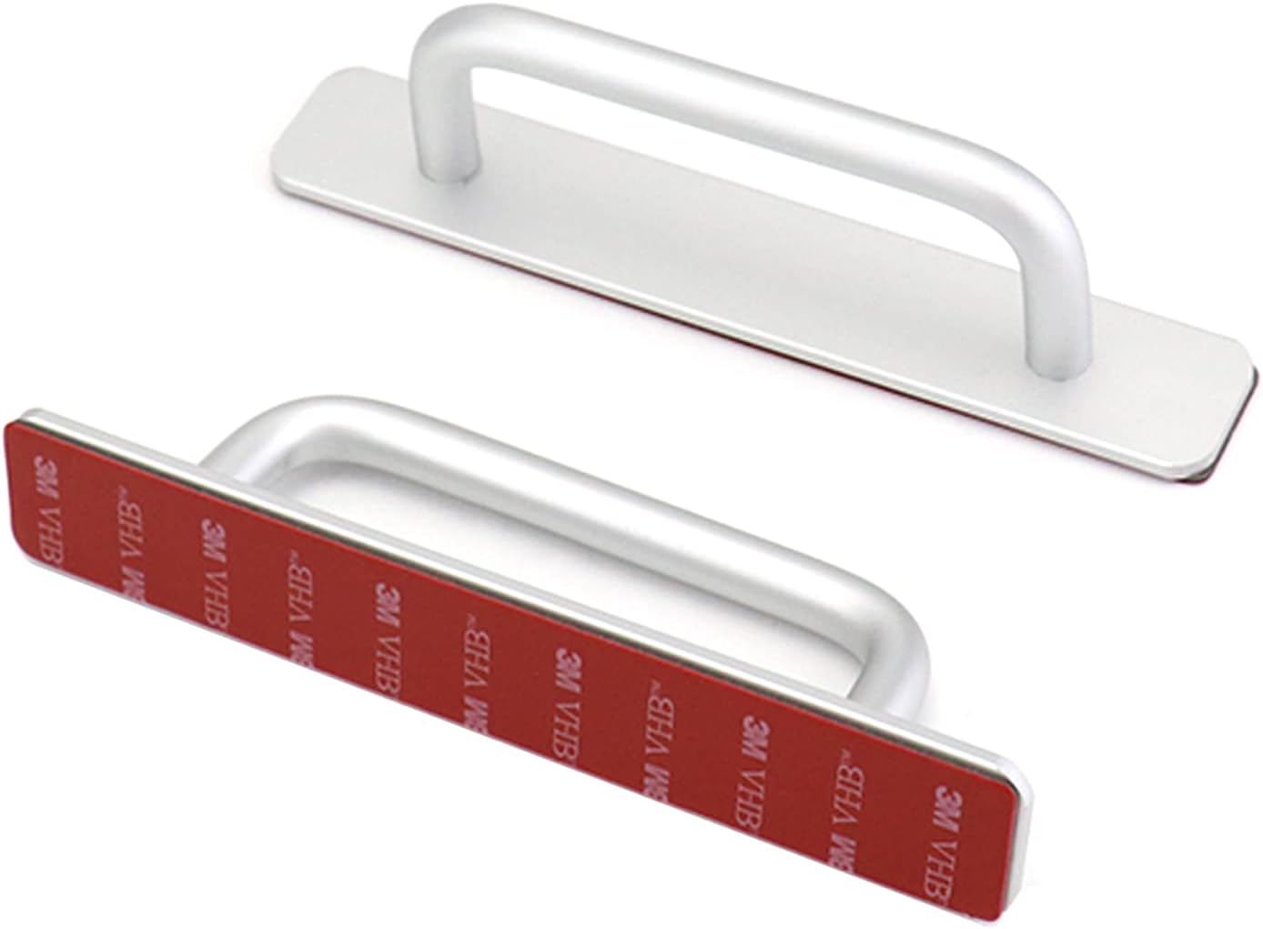 2 sztuki samoprzylepnych uchwytów do drzwi przesuwnych, uchwyty meblowe ze stopu aluminium, 148 x 25 mm, srebrne