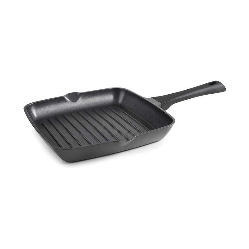 Asador grill antiadherente titanium pro | aluminio | 28x28 cm | grill cuadrado antiadherente | lacor