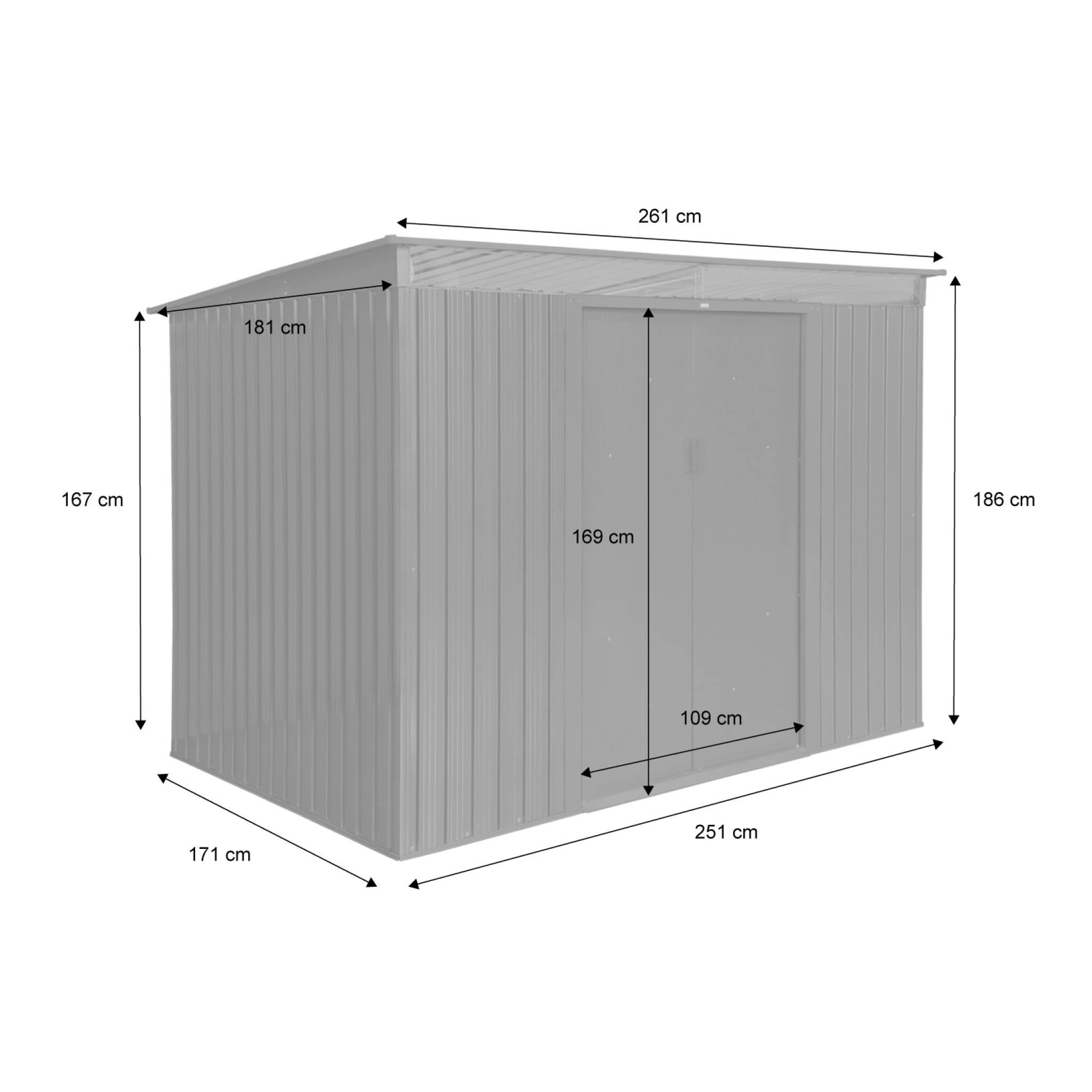 Abri de jardin en métal couleur anthracite 4.85m² avec puits de lumière - AUDOMAROIS- AUDOMAROIS - 6