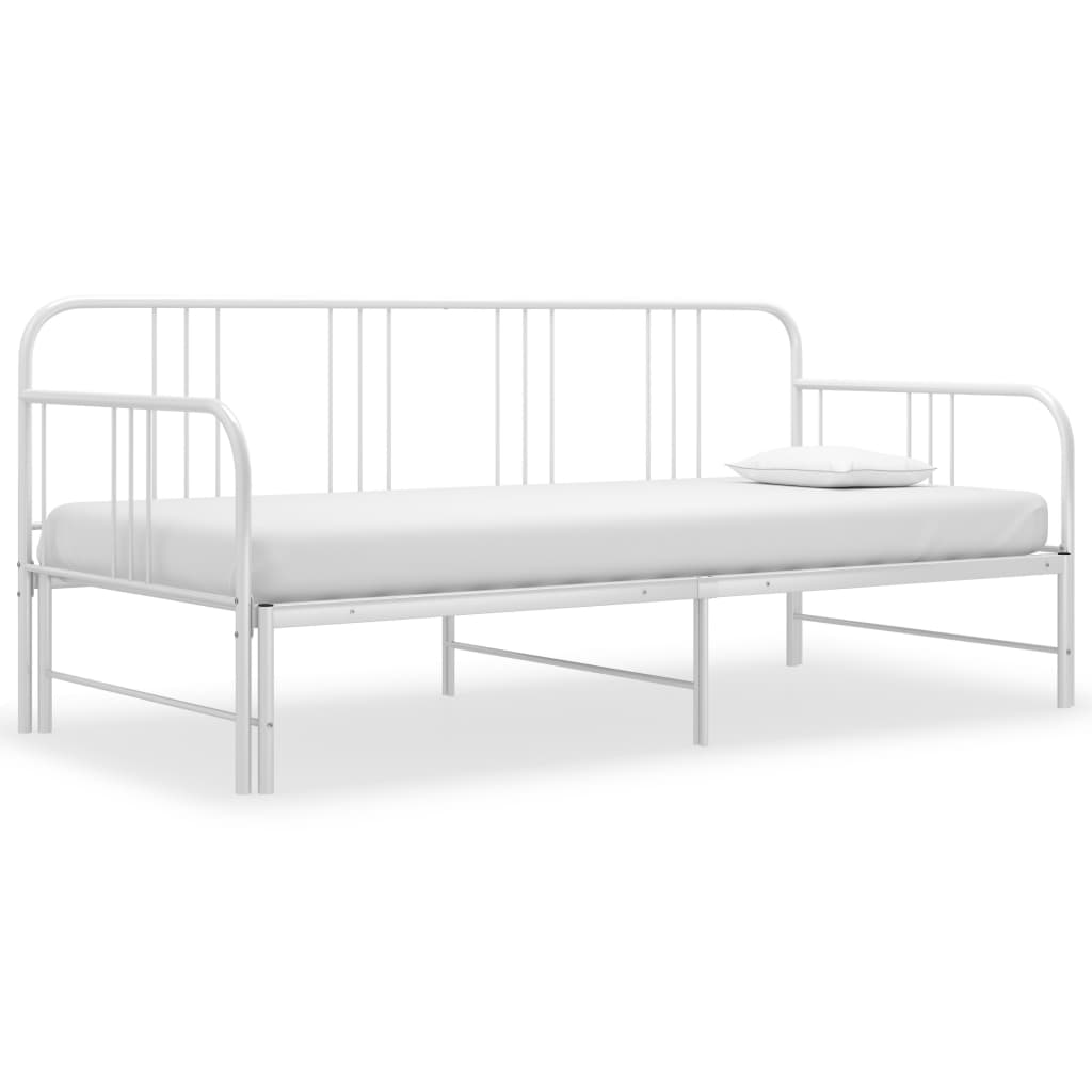 Sofa z wysuwaną ramą łóżka, biała, metalowa, 90x200 cm vidaXL