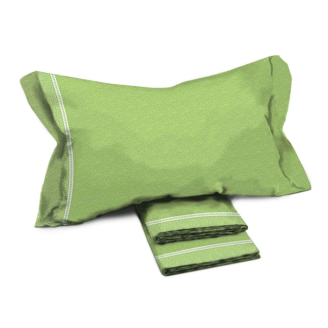 Draps Double Coton MAXI Tex Family - Design Moderne « Time » Couleur Verte