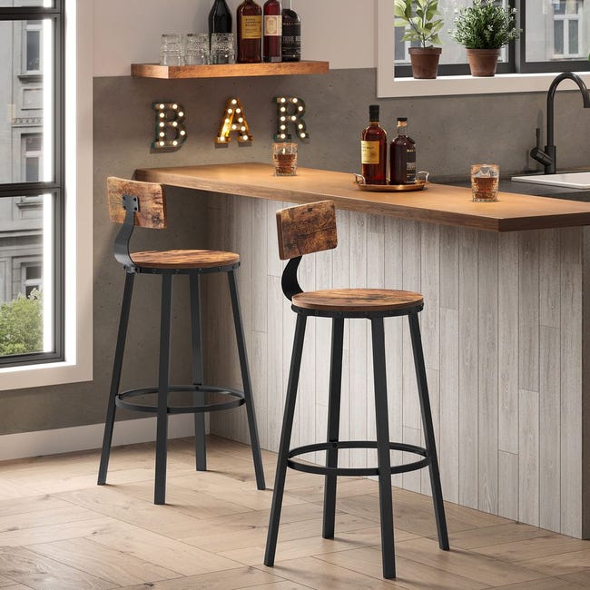 Lot de 4 tabourets de bar en fer de style industriel - JEOBEST - Noir - Charge max. 150kg - Maison Lot de 4 tabourets de bar en fer de style industriel - JEOBEST - Noir - Charge max. 150kg - Maison