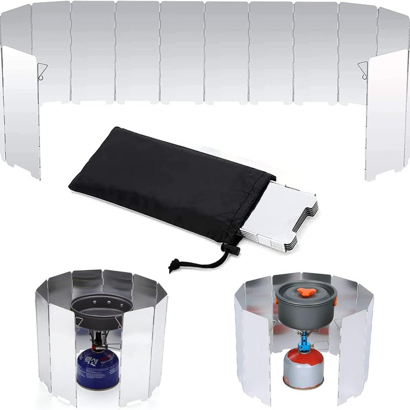 Parawan Kempingowy 16 Paneli Aluminiowych – Lekki i Składany – Do Kuchenki Gazowej, Gotowania na Świeżym Powietrzu, Wędrówek