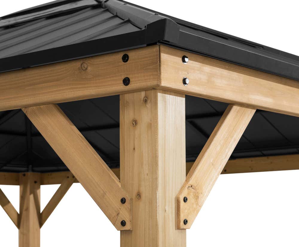 Pavillon de jardin Ernir Sunjoy, 4.5x3.9m dim. ext. (cas échéant incl. débord de toit) naturel, épaisseur paroi : 17,8m² superficie totale - 3