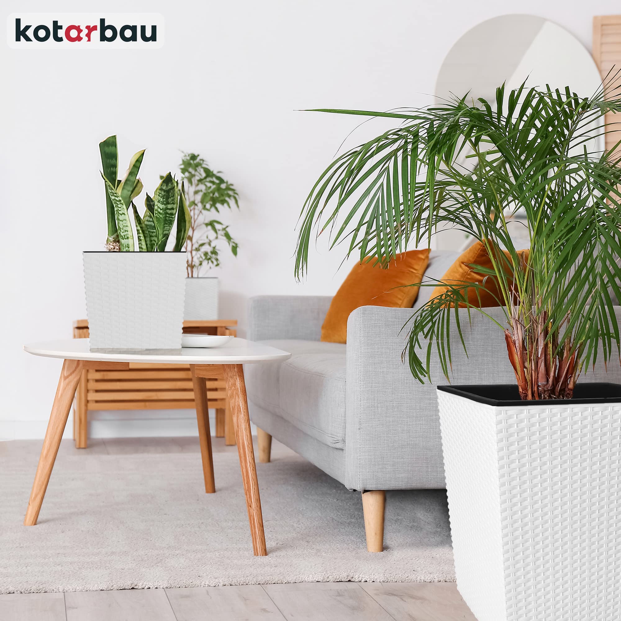 Pot de Fleurs 220 mm Avec Pot Intérieur pour Culture Végétale Blanc - KOTARBAU - 7