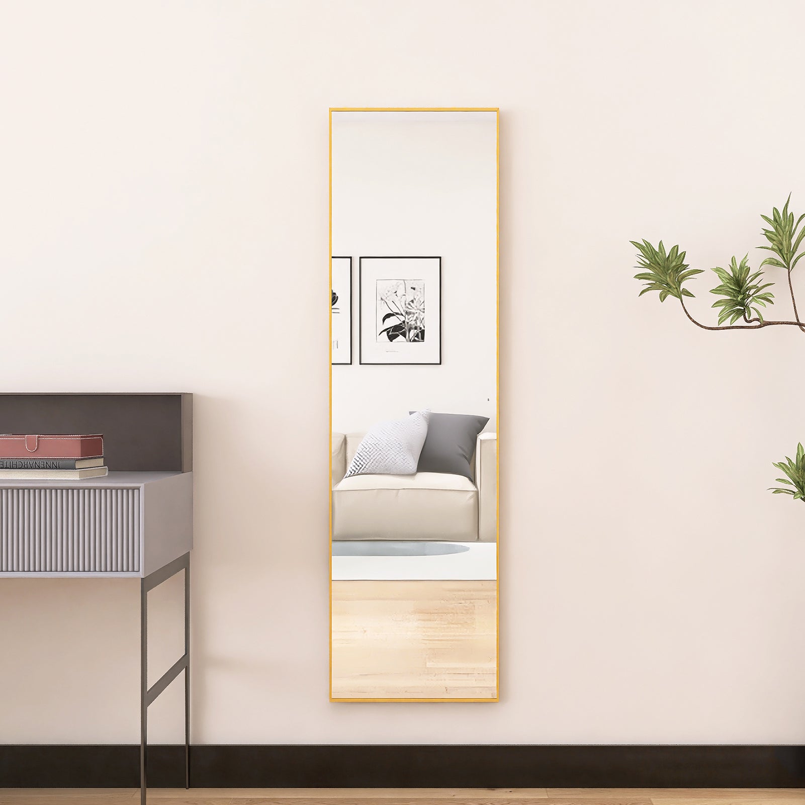 Miroir Pleine Longueur 180x80 Cm Noir | Grand Miroir De Sol Rectangulaire Avec Pied | Cadre Aluminium Robuste | Miroir Chambre Moderne à Poser Ou Suspendre Miroir Pleine Longueur 180x80cm