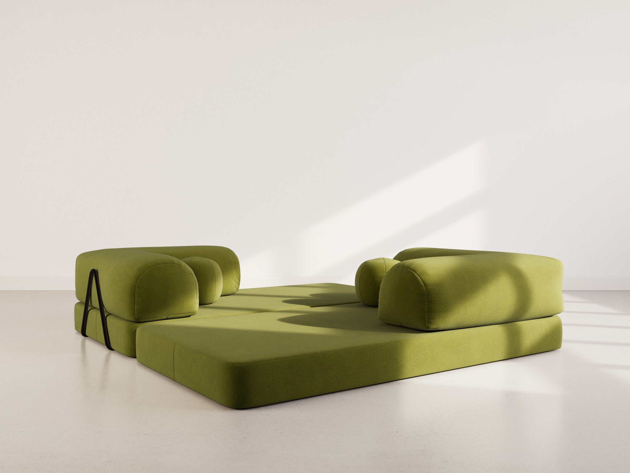 Canapé droit convertible 3 places en velours texturé vert kaki - NEBULA - Best Mobilier - 3