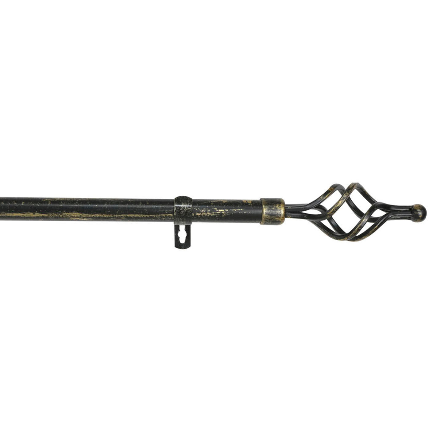 Home mercury-barra sencilla forja universal extensible,barra de cortinas decorativa extensible (negro+dorado, 120-210cm trenza)