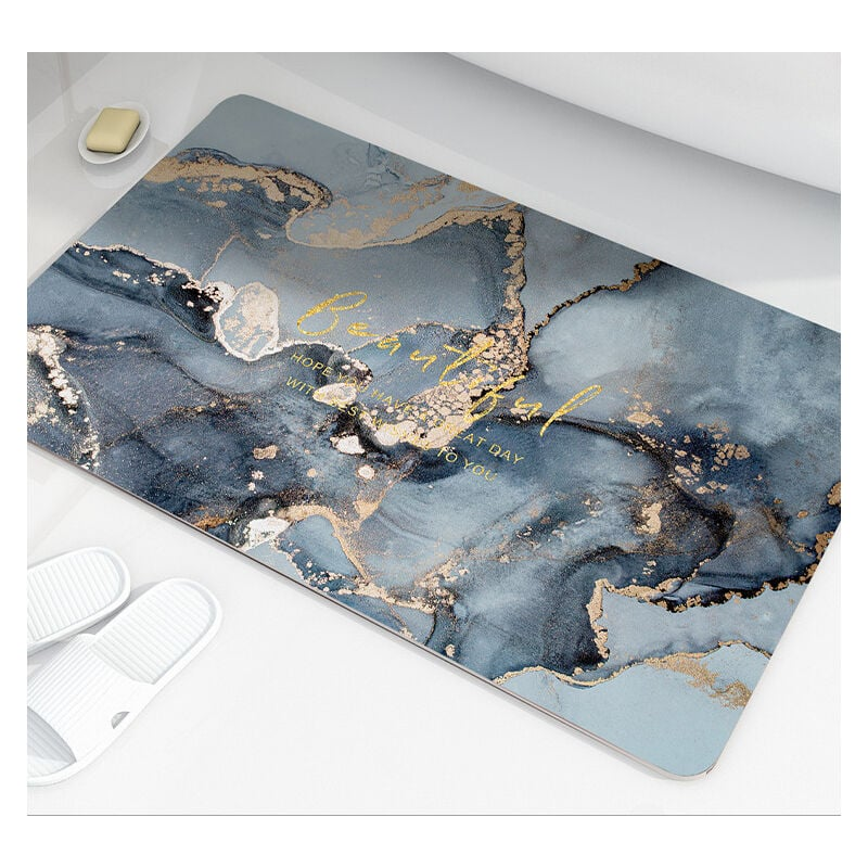 Tapis de bain antidérapant, tapis de sol absorbant 40 x 60 cm doux et confortable, tapis de bain en terre de diatomées - 5