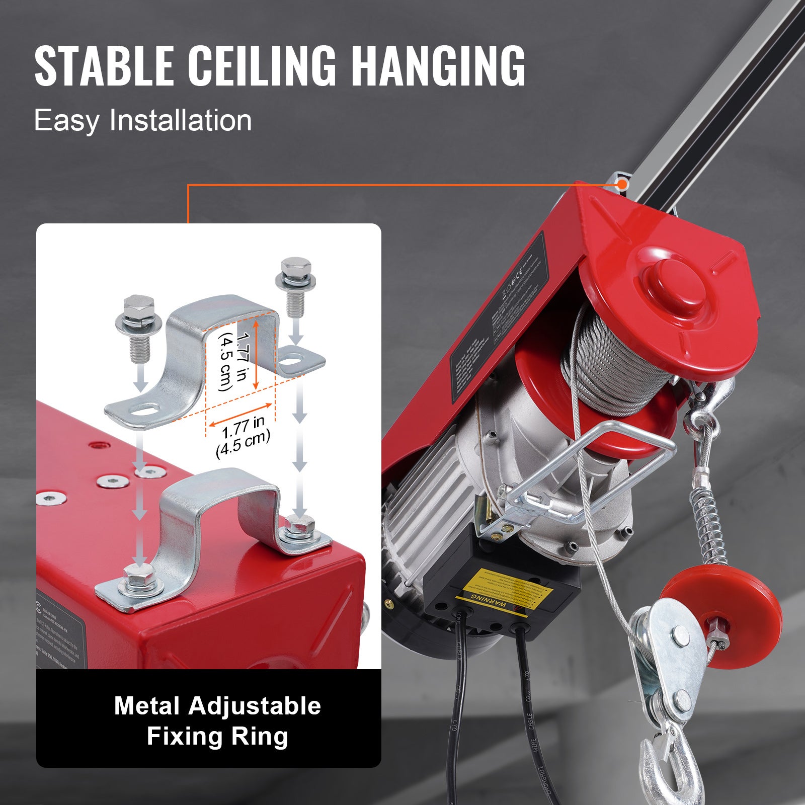 Palan électrique,SucceBuy capacité de levage 880 lb,treuil 230V avec télécommande filaire de 14 pieds - 8