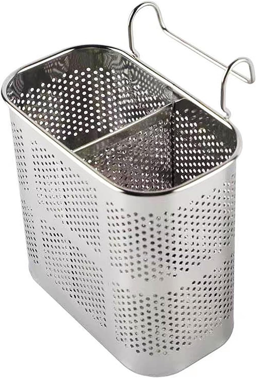 Uchwyt na przybory kuchenne, pałeczki ze stali nierdzewnej, suszarka z 2 przegródkami, ociekacz na sztućce