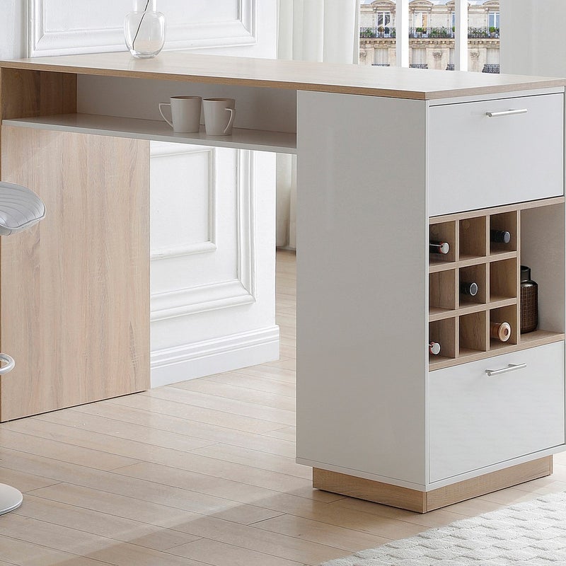 Szafka barowa ze schowkami - Biały i naturalny - ANOSKI