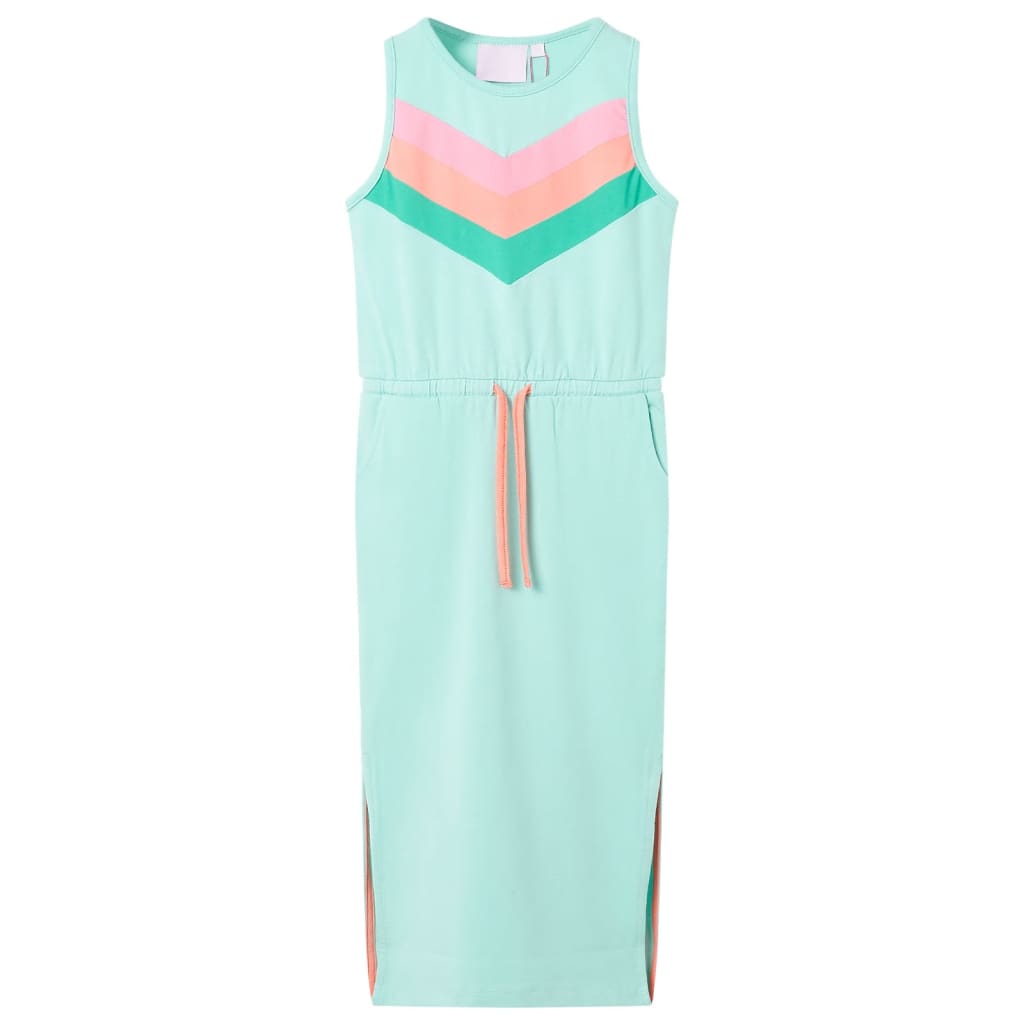 Abito Estivo In Cotone Per Bambina Brandsseller - Senza Maniche, Colore Rosa, Taglie 98-104 A 122-128