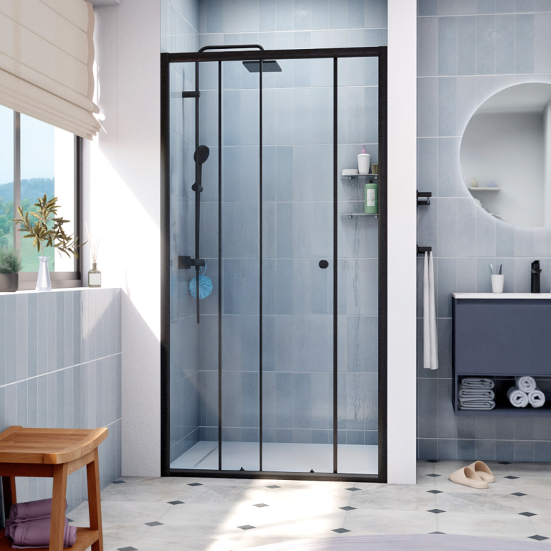 Swiss Aqua Technologies SAT PROJECT Porta doccia scorrevole 110x185cm con profilo nero opaco (SATPROMUD110CT) - 3