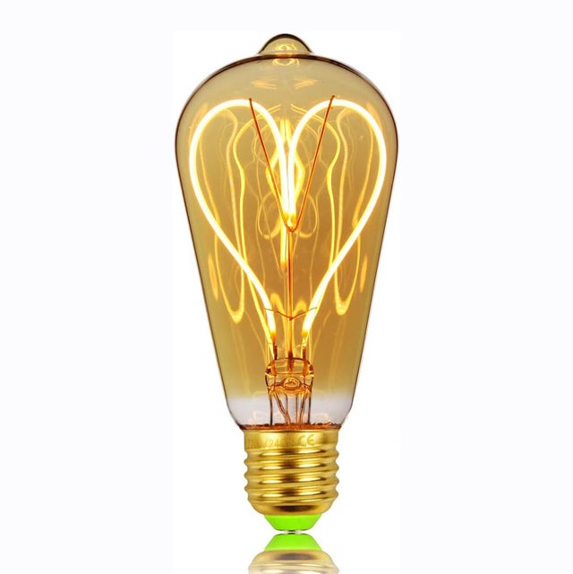 Edison classique ST64 Motif cœur doux LED Filament Verre Ambre 4 W Dimmable 220/240 V E27 Base ampoule vintage