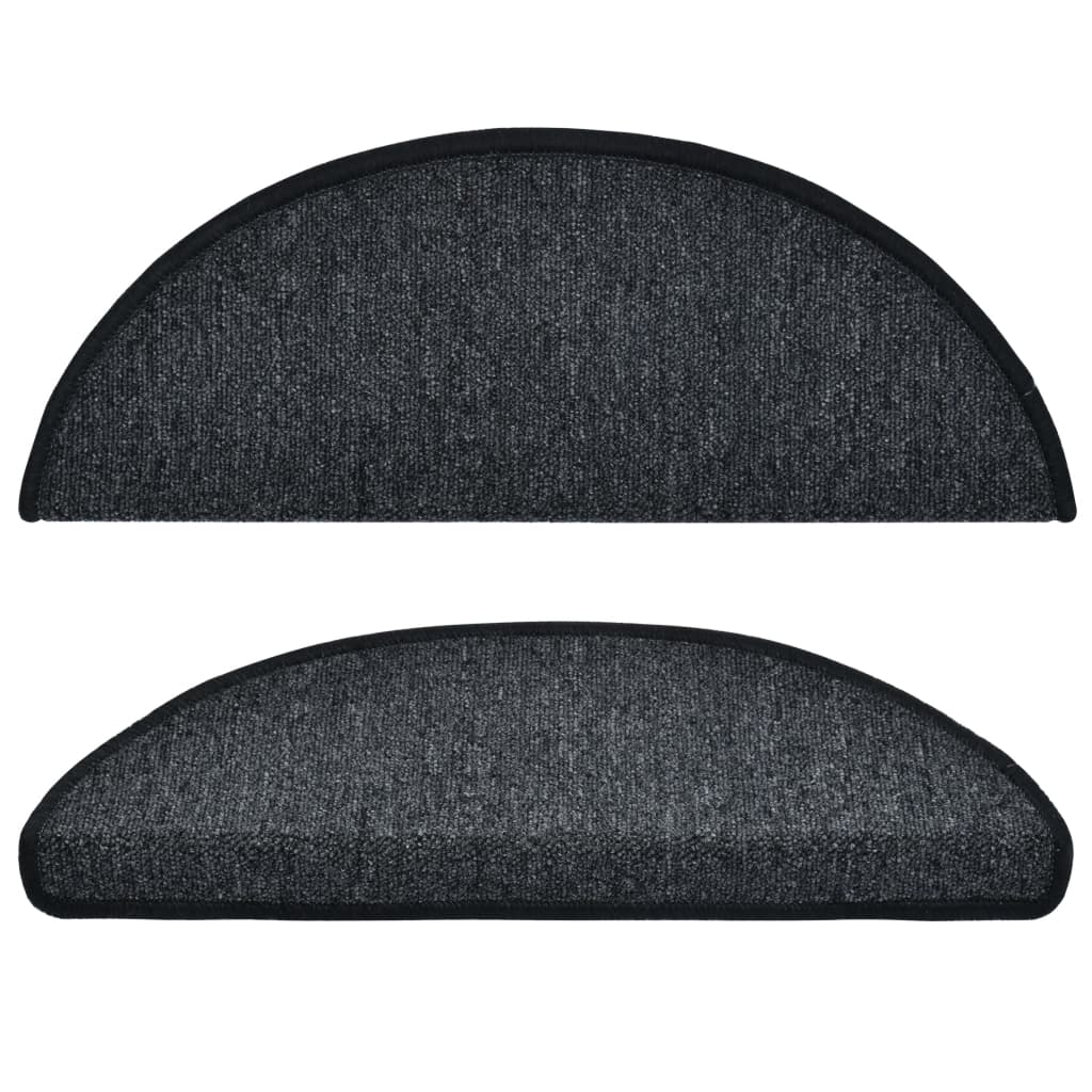 Maison Exclusive - Tappetini per scale 15 pz 65x24x4 cm Antracite Semicircolari Grandi - 3