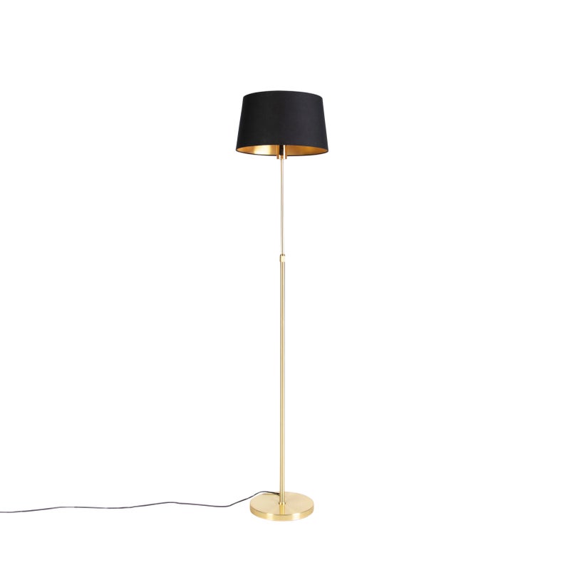 Lampa stojąca złota/mosiężna z czarnym kloszem 35 cm regulowana - Parte