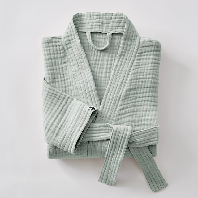 Peignoir Kimono Mixte S/M – Double Gaze de Coton Gaïa Eucalyptus