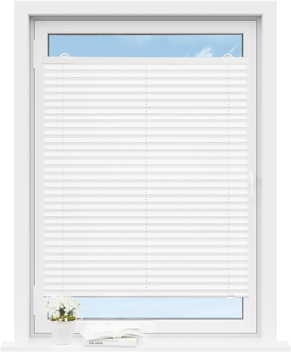 Store Plissé Sans Perçage 4LOCK BLINDECOR – 70x140 Cm, Blanc, Intimité & Anti-UV