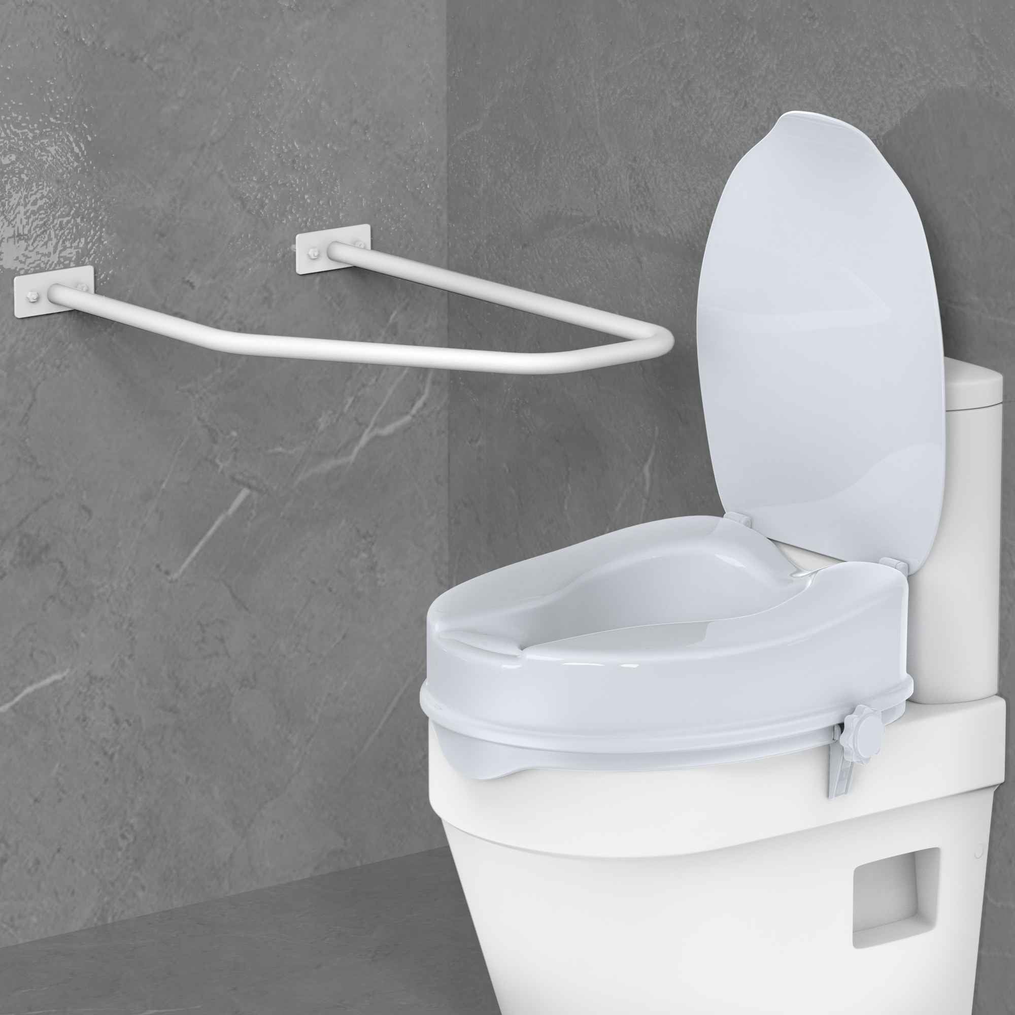 Barre d'appui en métal renforcé blanche | Design antidérapant | Charge maximale 136 kg | Installation murale / sur pied - 4