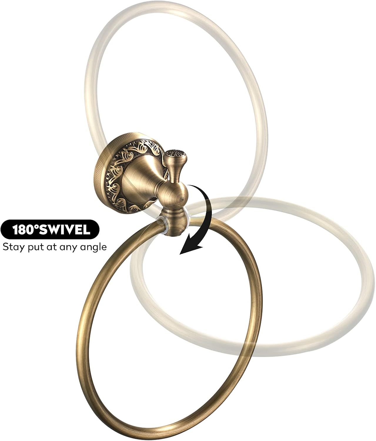 1 Pièces Rétro Solide cuivre individuellement Anneau porte-serviettes Barres porte-serviettes de porte-serviettes, Minimal classic avec revêtement - 2