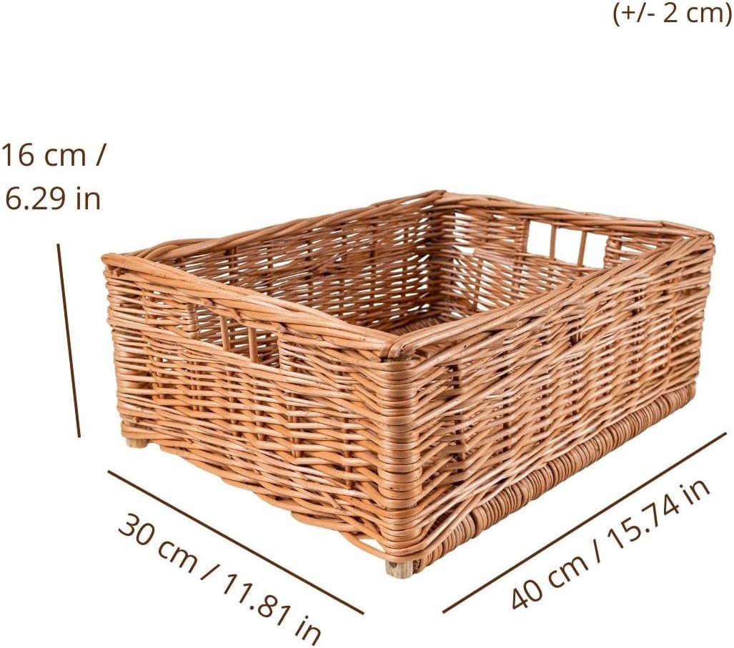 2 Cestini Portaoggetti In Vimini Marrone Con 3 Scomparti - 36x15x9 Cm - Organizer In Plastica Per Bagno, Mensole E Scrivania