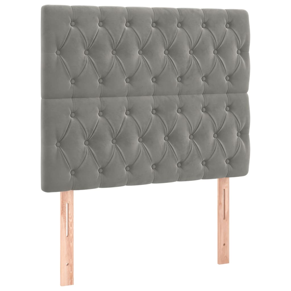 Cadre de lit sans matelas gris clair 100 x 200 cm en velours - 8
