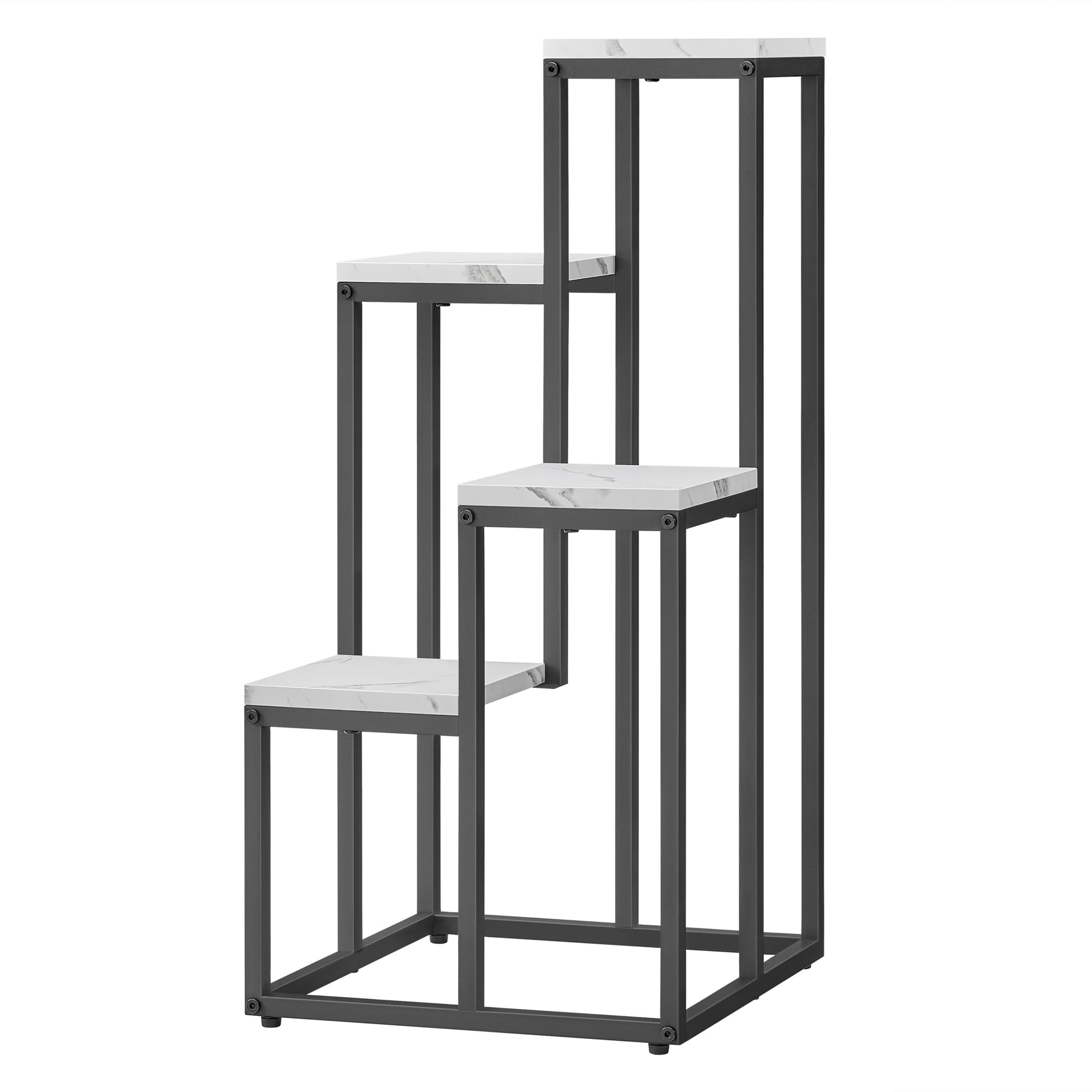Regał kwietnik 4 półki, - marmur / nogi czarne